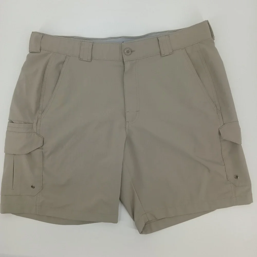 Bimini Bay Outfitters Mens Performance Cargo Fishing Shorts Khaki Tan Size 40